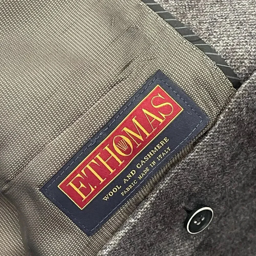 Joseph Abboud Mens Sport Coat‎ Wool Cashmere 44R Grey Plaid E.Thomas Hamilton